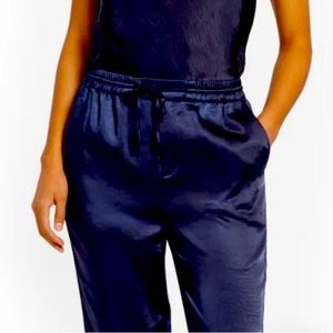 Satin TLC Pajama Pants (Navy)